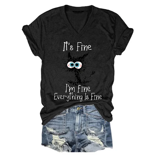 Title 8, Womens Pleated V-neck Black Cat Print Pullover...