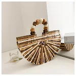 Nova Bolsa de Bambu Tecida Feminina com Contas Portátil Perfeita para Mulheres Modernas Leve Seus Essenciais com Elegância — foto 1