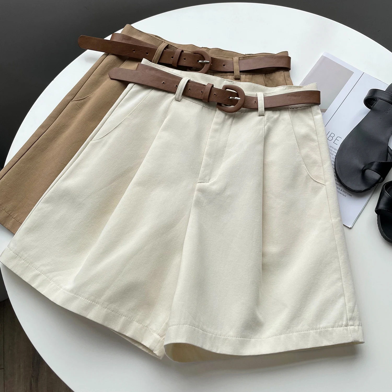 Calças Casuais de Cintura Alta, Perna Larga e Reta, Soltas e Slim. Conforto e Estilo para o Dia a Dia, Perfeitas para um Look Despojado. — foto 5