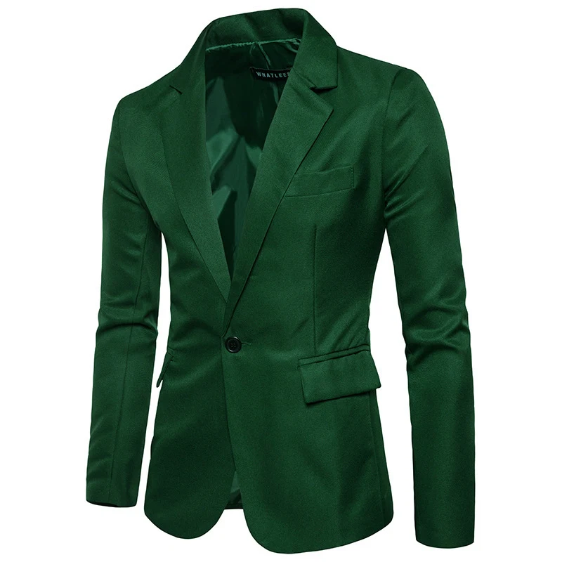 Blazer masculino casual de cor sólida, um botão, para comércio exterior, perfeito para um visual elegante e moderno. — foto 1