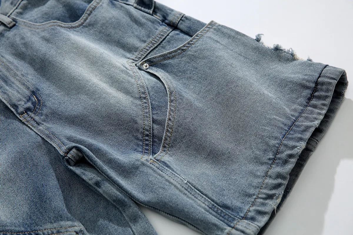 Title 5, Multi-pocket Denim Ripped Leisure Shorts – Comf...
