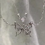 Colar borboleta de camada dupla com design especial para mulheres, um acessório estiloso e elegante para complementar seu visual diário ou especial. — foto 7