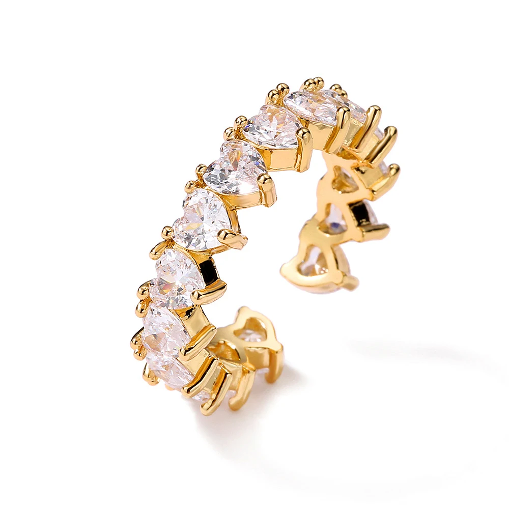 Anel Love com zircônia de ponta aberta para mulheres. Joia elegante e moderna, perfeita para expressar amor e adicionar brilho ao visual. — foto 7