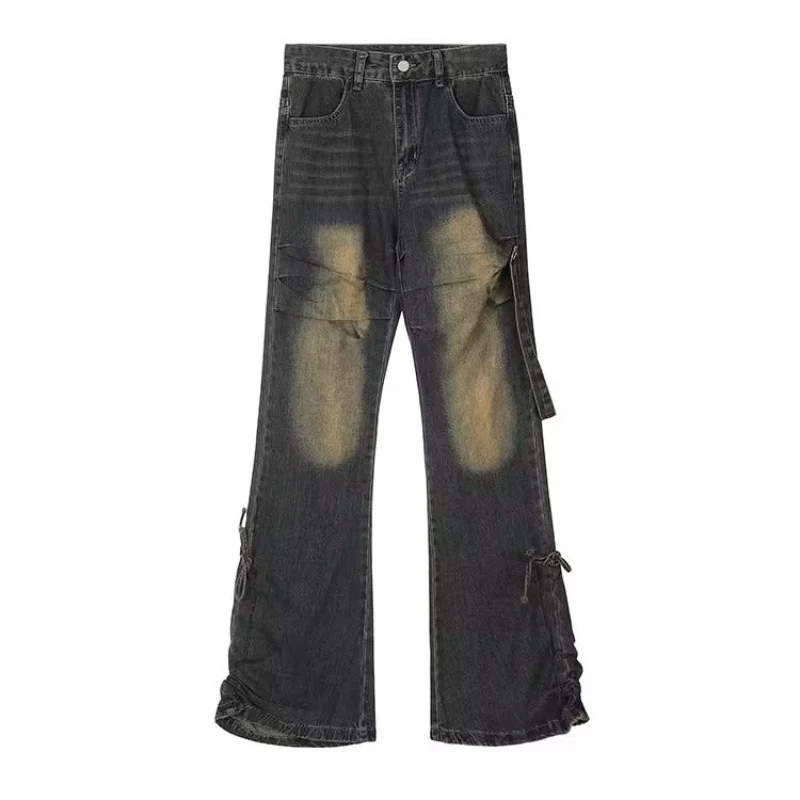 Pantalones Bootleg Amarillos Retro Americanos de Calle Alta Niche, estilo único, comodidad y moda, perfectos para un look audaz y llamativo. — foto 2
