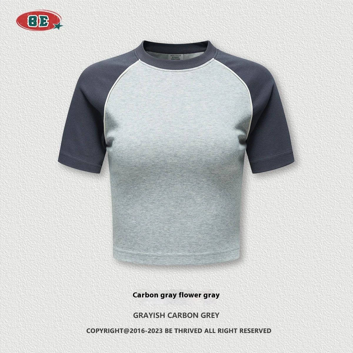 T-shirt corta Summer Beauty Retro Hot Girl Manica raglan a contrasto di colore girocollo — foto 5