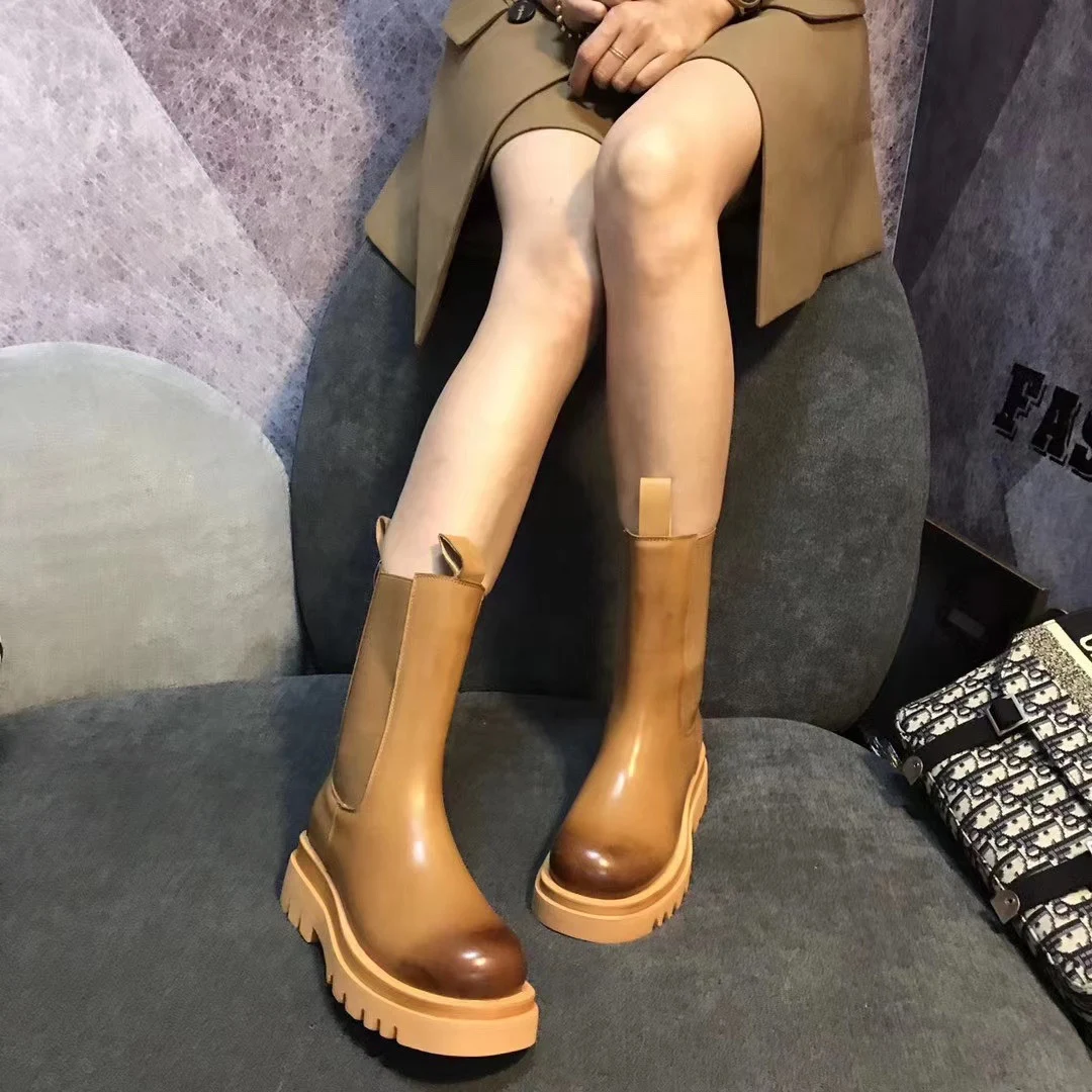 Women's Mid-Tube Platform Round Toe Martin Boots — Comfortable and stylish boots, perfect for everyday wear, offering a — photo 2