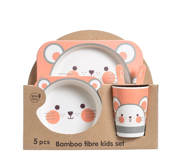 Title 7, 5pc Baby Natural Bamboo Tableware Set. Eco-frie...