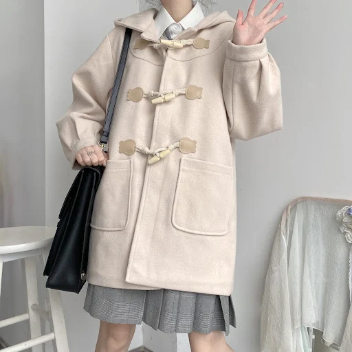 Title 16, Mid-length hooded woolen coat for women. Warm, ...