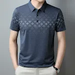New Ice Silk Short Sleeve Middle-aged Men's Polo Shirt Business Casual Printing Lapel Quick-drying Top. Perfect for warm — photo 23
