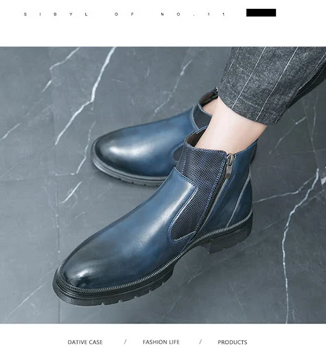 Title 14, High-top British Double Buckle Slip-on Leather ...
