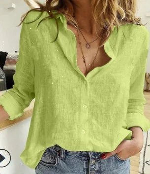 Solid Color Casual Loose Long Sleeve Linen Shirt a comfortable and breathable shirt perfect for everyday wear, offering — photo 2