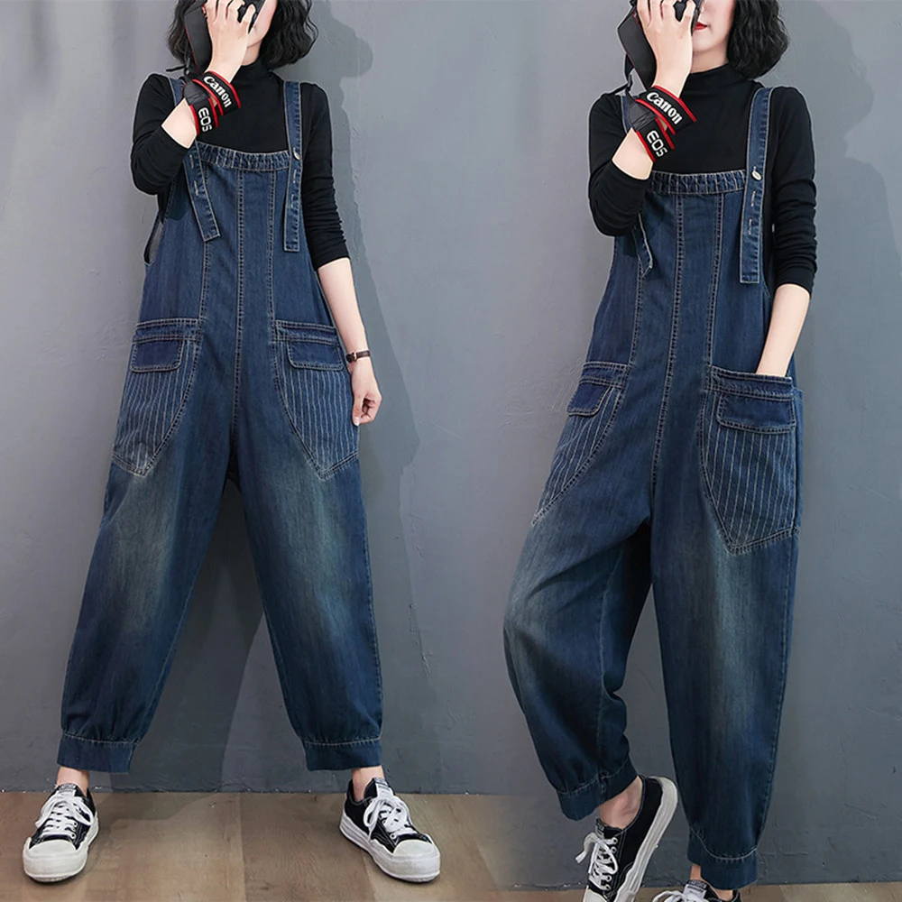 Grote maat losse fashion jumpsuit, trendy en casual. Comfortabele overall voor een modieuze en relaxte look. Perfect voor dagelijks gebruik. — foto 6