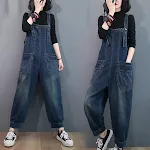 Grote maat losse fashion jumpsuit, trendy en casual. Comfortabele overall voor een modieuze en relaxte look. Perfect voor dagelijks gebruik. — foto 6