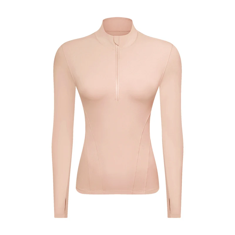 Double-sided Nylon Half Zipped Stand Collar Yoga Jacket Women's Stretch Tight-fitting Cinched Slimming Sports Jacket — photo 19