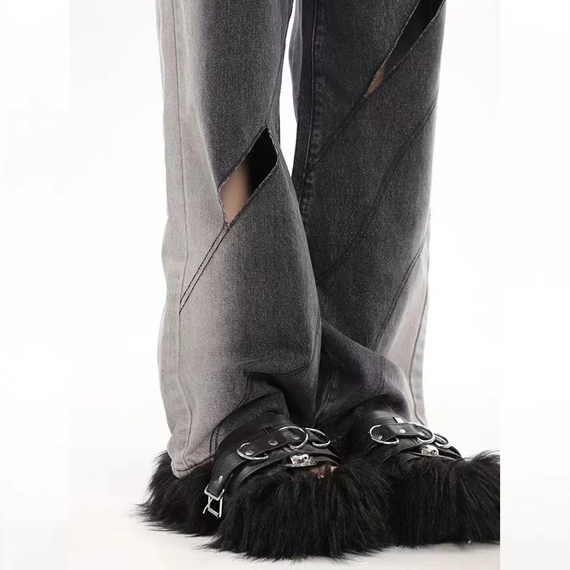 Chaopai casual jeans met hoge taille, rechte pijpen en slijtage-gaten voor een comfortabele en modieuze dagelijkse look. — foto 3
