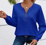 Damen Sport Pullover Reißverschluss, locker geschnitten, V-Ausschnitt, Langarm, ideal für Sport und Freizeit, bietet Komfort und Stil. — foto 3