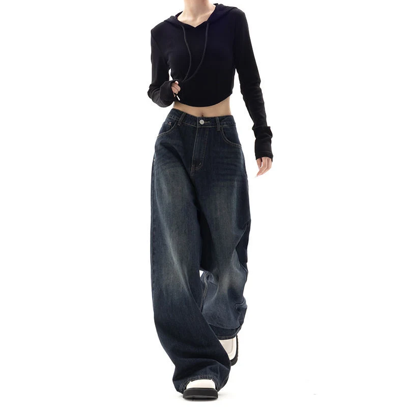 Calças Femininas Retro Street Wide Leg Conforto e Estilo Urbano. Pernas Largas, Design Retrô. Perfeitas para um visual moderno e despojado. — foto 1