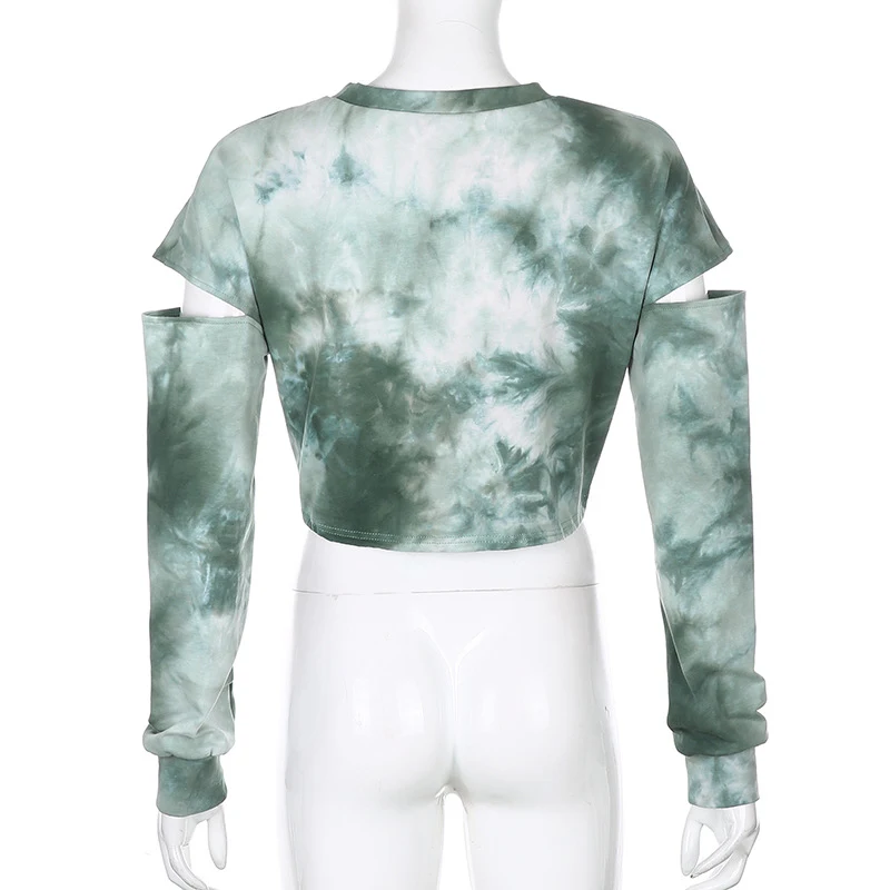 Title 9, Moletom com gola redonda tie-dye com cordão oco...