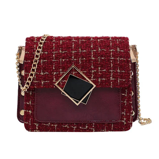 Title 7, Bolsa mensageiro feminina simples de lã com cor...