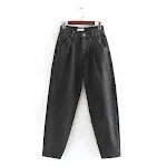 Europäisch-amerikanischer Stil Plissierte, lockere Jeans für Damen. Modische Passform, bequemer Tragekomfort. Ideal für einen lässigen, trendigen Look. — foto 6