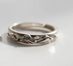 Anel de casal em prata de lei Simples Chaomu And Mountain, design elegante para ele e ela, simbolizando amor duradouro. — foto 3