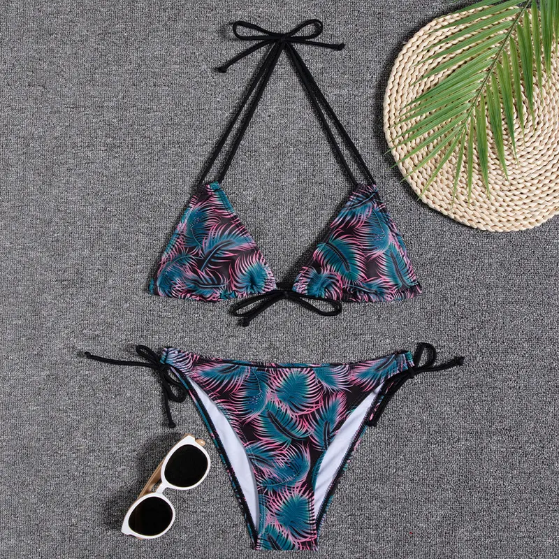 Women's Printed Halter Tie Split Bikini Swimsuit perfect for beach or pool. Comfortable and stylish swimwear for a flatt — photo 13
