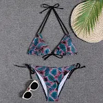 Women's Printed Halter Tie Split Bikini Swimsuit perfect for beach or pool. Comfortable and stylish swimwear for a flatt — photo 13