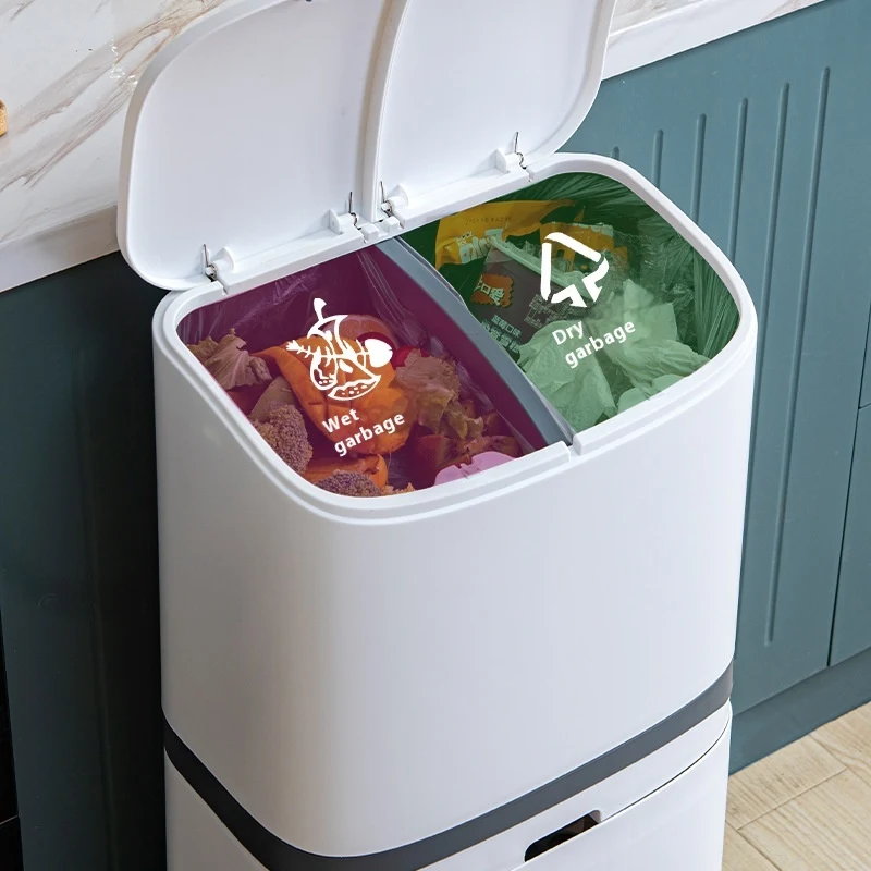 Kitchen garbage classification bin with household foot pedal. Effortless waste separation, keeping your kitchen clean an — photo 5