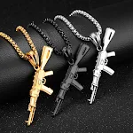 Colar Masculino AK47 Titânio Aço Street Hip-hop Dominador Inoxidável Pistola – Design Imponente e Estilo Urbano para Homens Modernos. — foto 19
