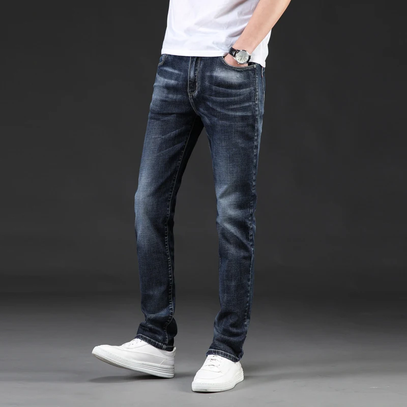 Heren Jeans Lente & Herfst Straight Slim Taille. Comfortabele en stijlvolle broek voor dagelijks gebruik, perfecte pasvorm en look. — foto 4