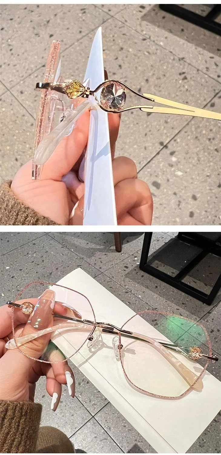 Title 14, Champagne Gold Frameless Polygon Anti-blue Ligh...