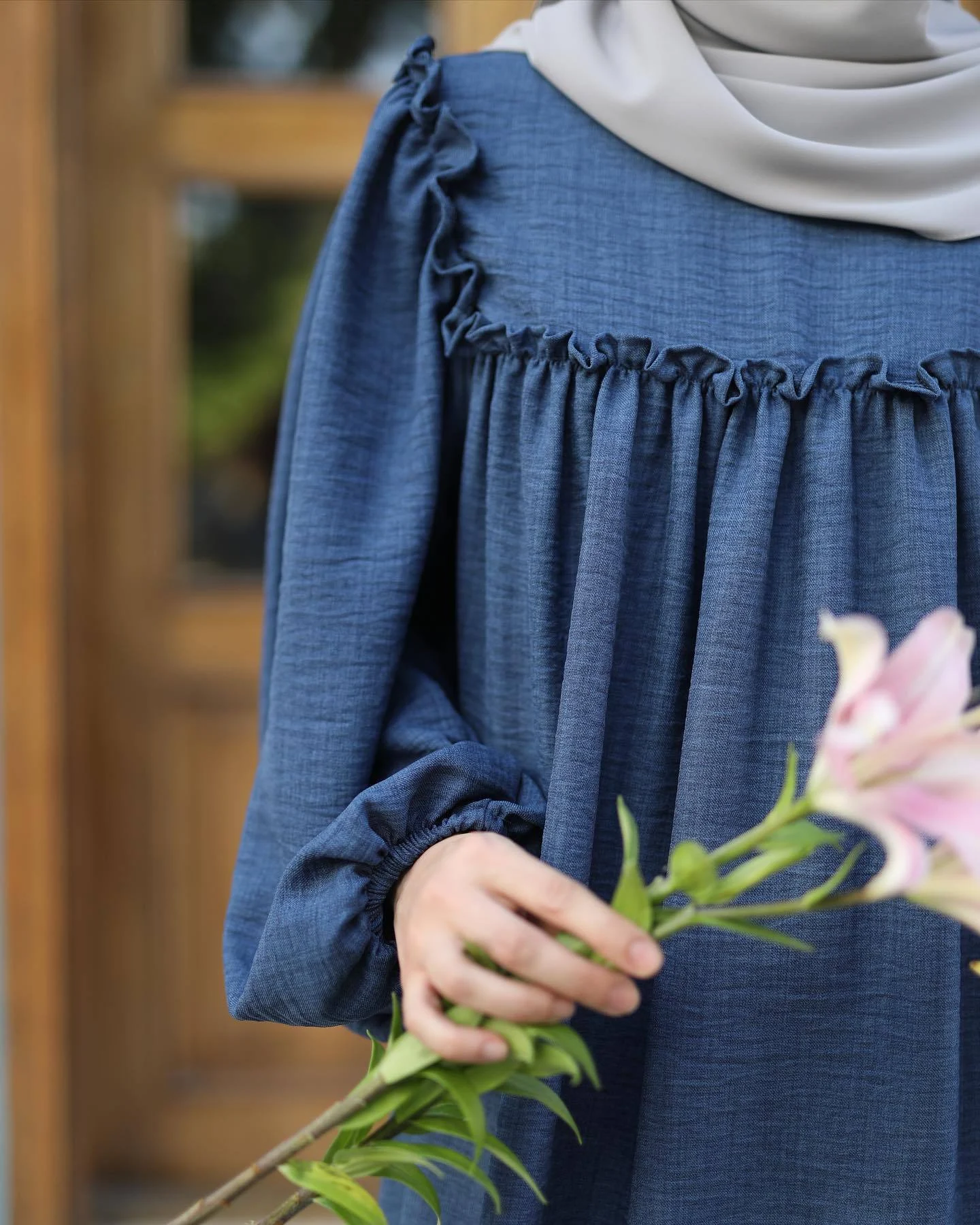Effen kleur vezelige zelfkant Pullover losse lange jurk — foto 11