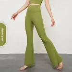 Calças de yoga femininas sem tamanho, boca de sino, cor sólida e casuais. Perfeitas para um look confortável e estiloso em qualquer ocasião. — foto 2
