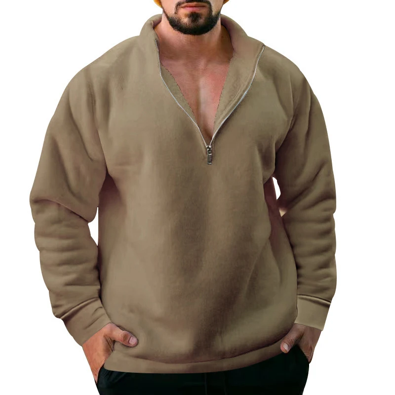 Title 11, Mens Casual Fleece-Lined Stand Collar Loose Sw...