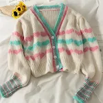 Sweet Wind Herzförmiger Print Kurzer, schmaler Strickpullover für Damen — foto 1