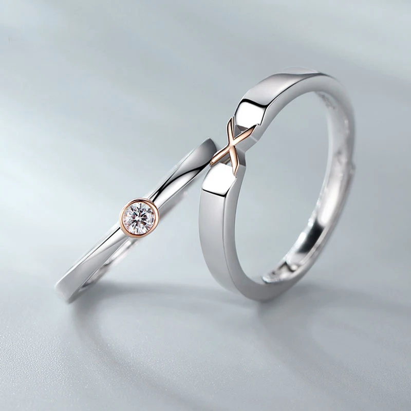 Anel de prata esterlina para casais Moda para ele e ela Design elegante e durável Símbolo do amor e compromisso Presente perfeito Joia — foto 3