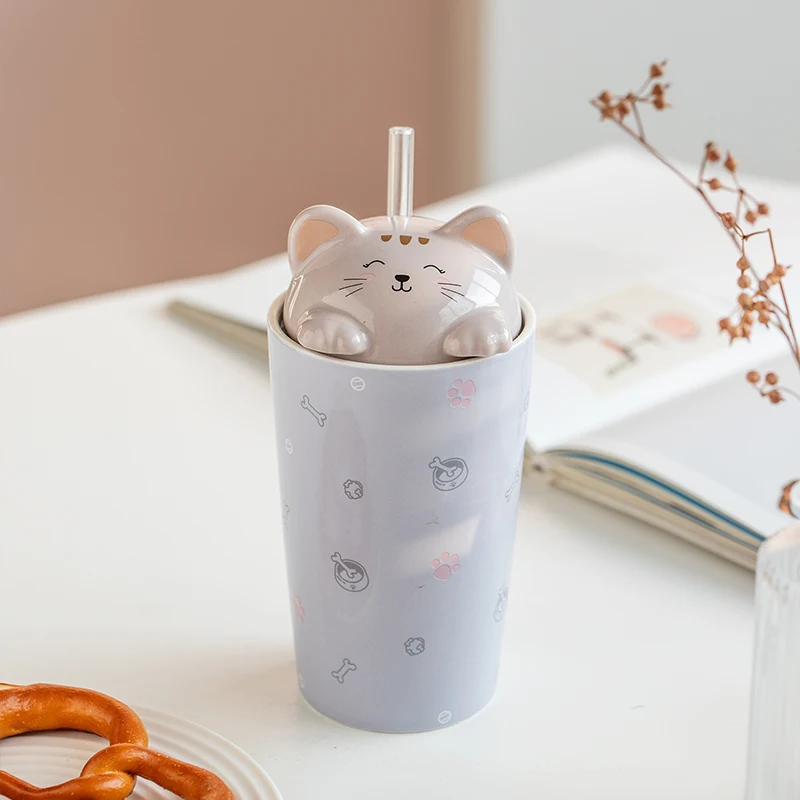 Title 4, Cute Cat High-value Ceramic Cup for Girls. Enjo...