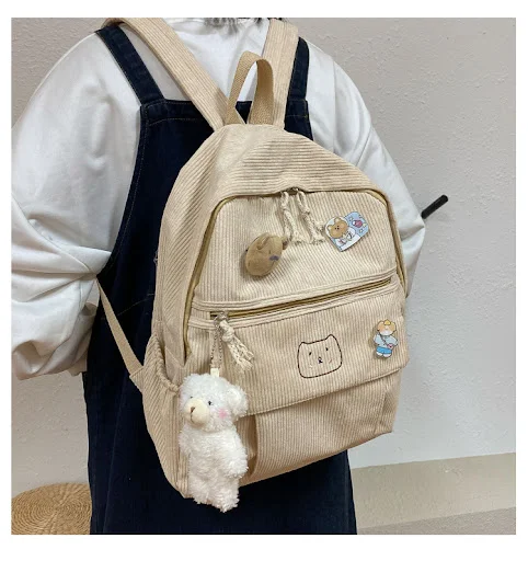 Title 2, Corduroy backpack for high school and college s...
