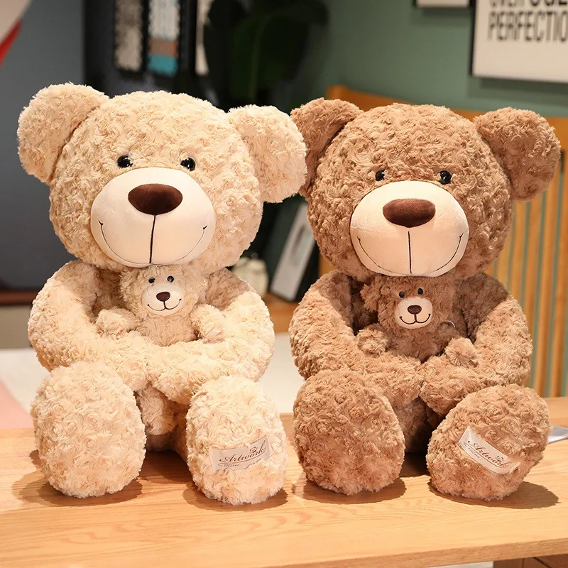 Urso de pelúcia mãe e filho siamês fofo, um brinquedo de pelúcia adorável e macio, perfeito para crianças e colecionadores de bichos. — foto 1