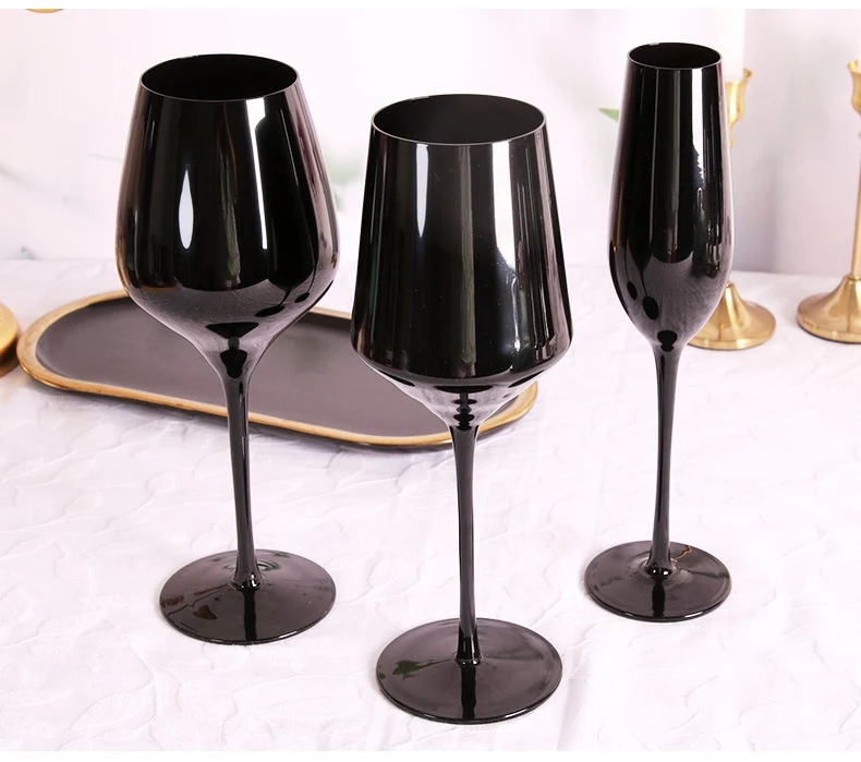 Title 2, Black crystal wine glasses for household use, e...