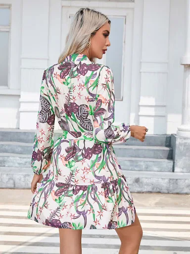 Title 11, Autumn And Winter Printing Button Long Sleeve D...