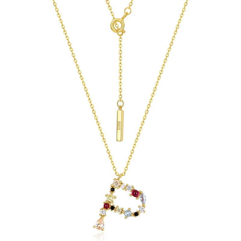 Colar feminino arco-íris com 26 letras inglesas, prata S925, zircônia colorida, um acessório elegante para realçar seu visual e expressar sua personalidade. — foto 11