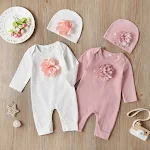 Macacão floral de manga longa para bebê em cor sólida. Conforto e estilo para o seu pequeno. Perfeito para brincar e descansar com suavidade. — foto 5