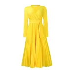 Long Sleeve Lace-up Solid Color And V-neck Slim-fit Pleated Plus Size Africa Dress — photo 5