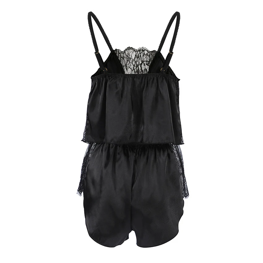 Title 12, Black comfortable suspender shorts pajamas suit...