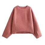 Damesmode casual leren trui met ronde hals en kraaltjes — foto 3