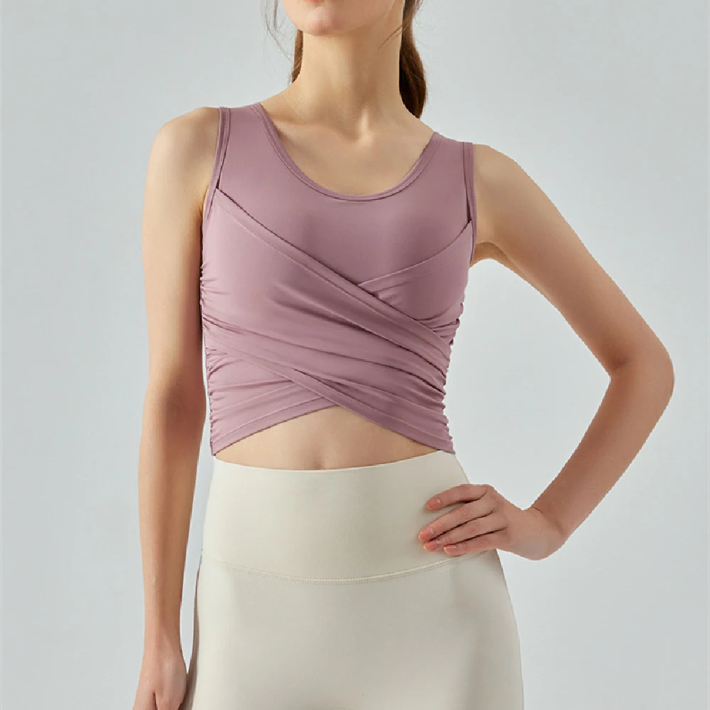 Slim-fit Yoga Vest Top with Chest Pad Female Semi-fixed Cup. Enjoy comfort and support during yoga and workouts. Perfect — photo 3