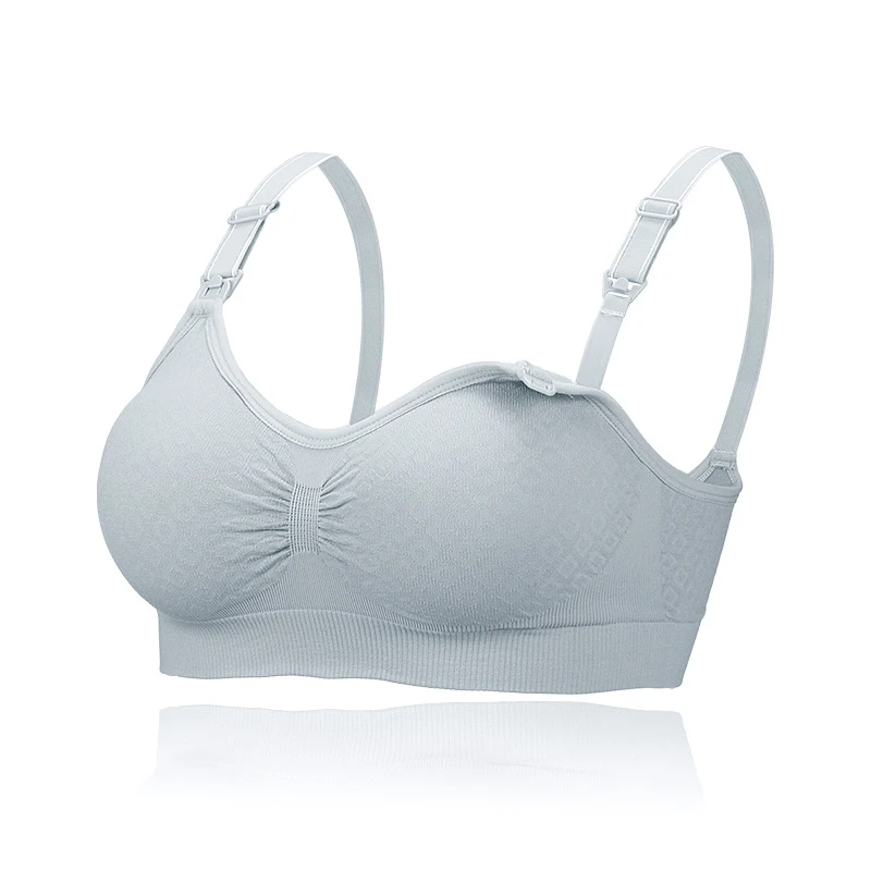 Maternity Unwired Front Buckle Seamless Nursing Bra offers comfort, support, and easy breastfeeding access for expecting — photo 2