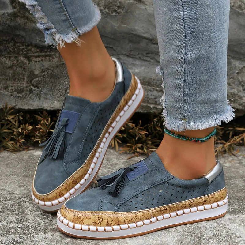 Title 8, Womens Tassel Shoes, Color Matching Round Toe ...