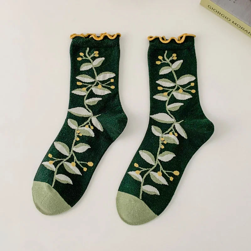 Retro Japanese Tube Socks Women's Flower Relief Three-dimensional — photo 13